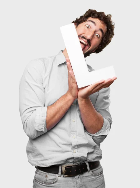 Crazy man with a letter — Stock Photo, Image