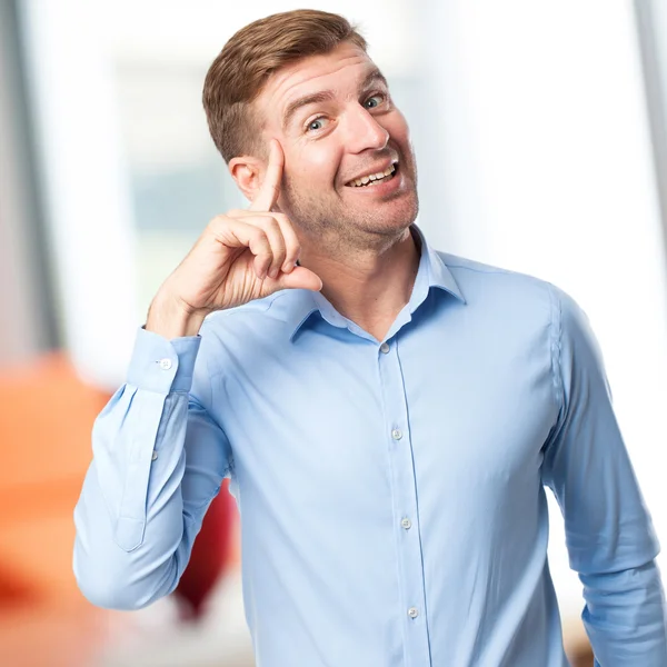 Blond man with an idea — Stock Photo, Image