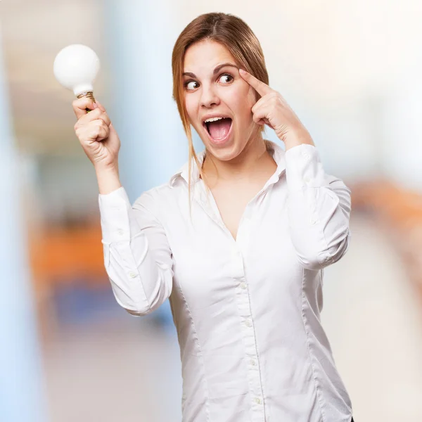 Blond woman having an idea — Stock Photo, Image