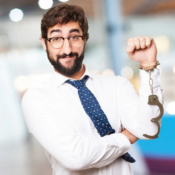 Zakenman met handboeien — Stockfoto