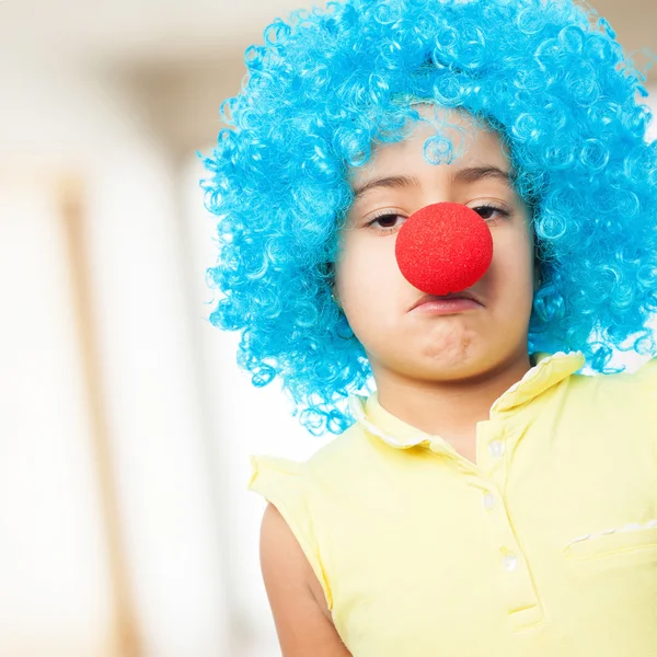 Sad girl clown — Stock Photo, Image