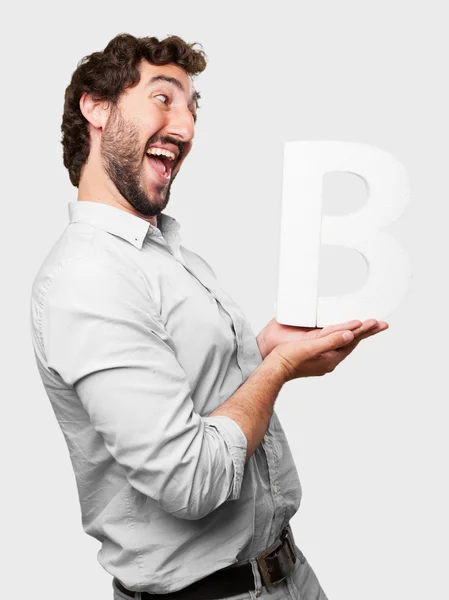 Crazy man with a letter — Stock Photo, Image