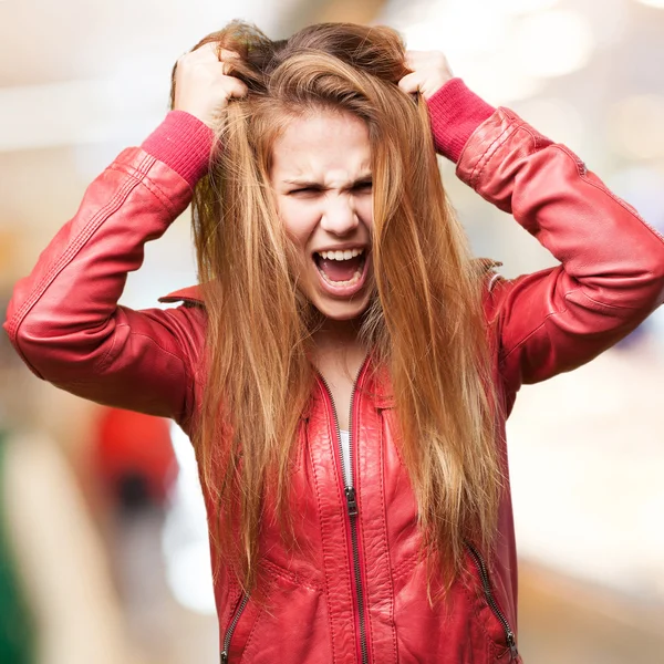 Verrückte blonde Frau — Stockfoto