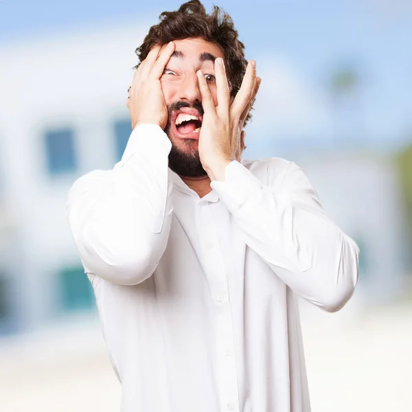 Verrückter Mann weint — Stockfoto