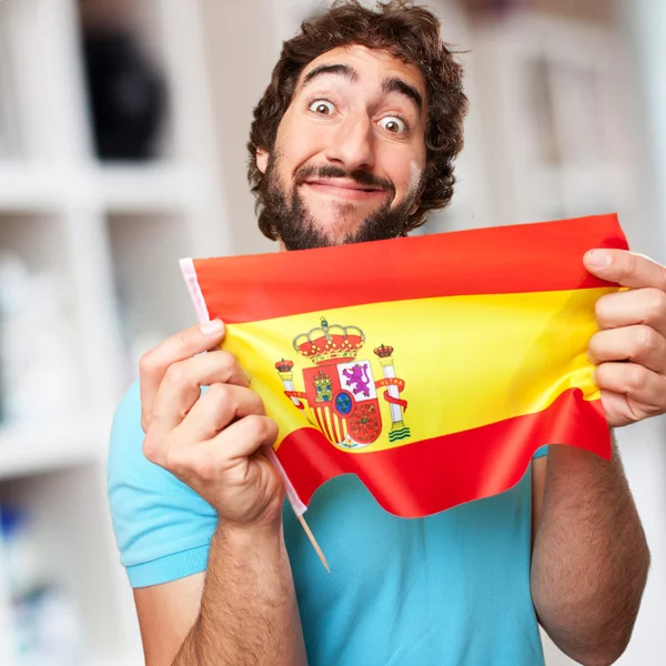 Crazy man with flag — Stock Photo, Image