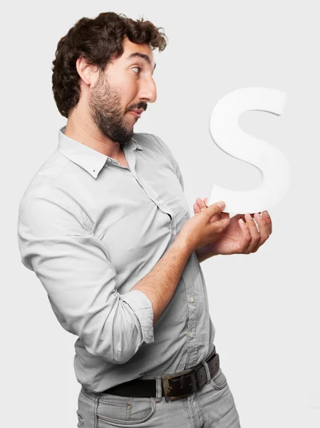 Crazy man with a letter — Stock Photo, Image