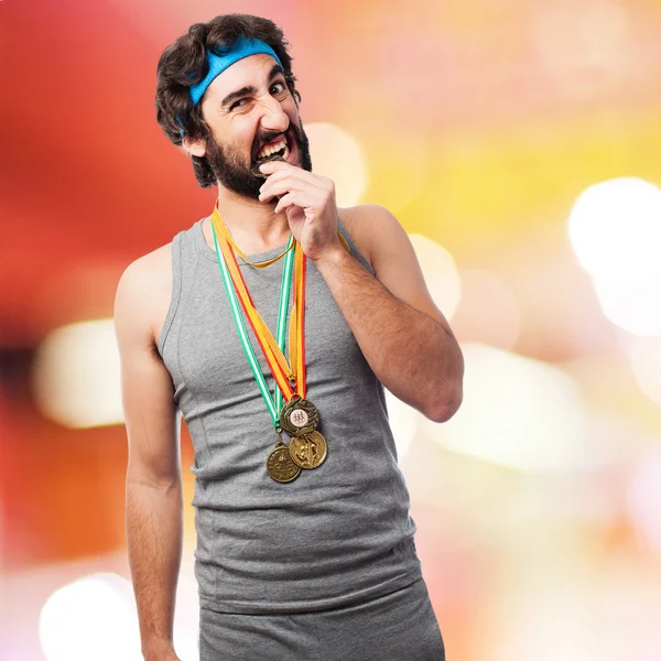 Sportler mit Medaillen — Stockfoto