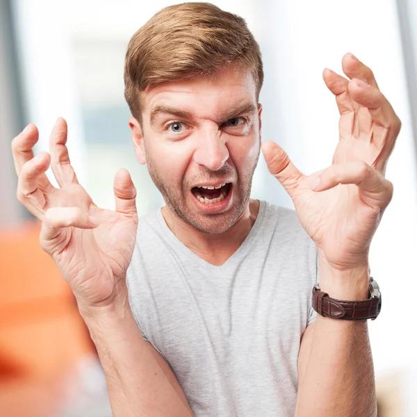 Blond angry man — Stock Photo, Image