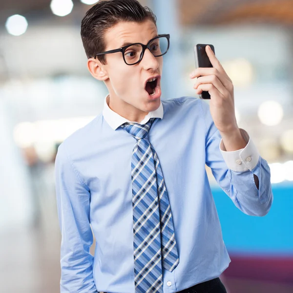Angry businessman on phone — Stock Photo, Image