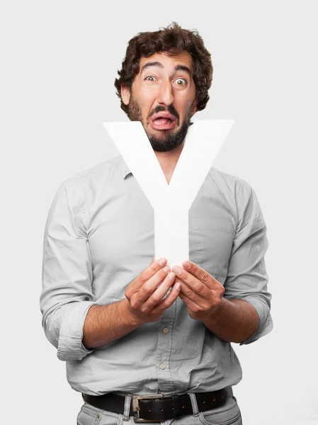 Crazy man with a letter — Stock Photo, Image