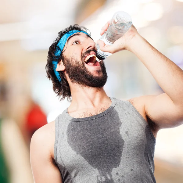 Sportsman drinking water — Stock Photo, Image