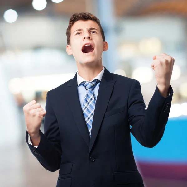 Businessman win gesture — Stock Photo, Image