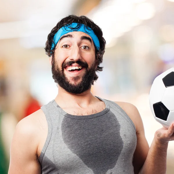 Sportler mit Fußballball — Stockfoto
