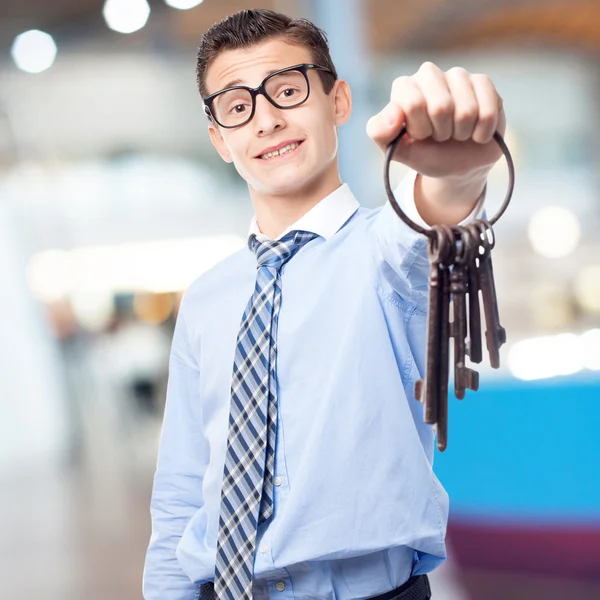 Businessman old keys — Stock Photo, Image