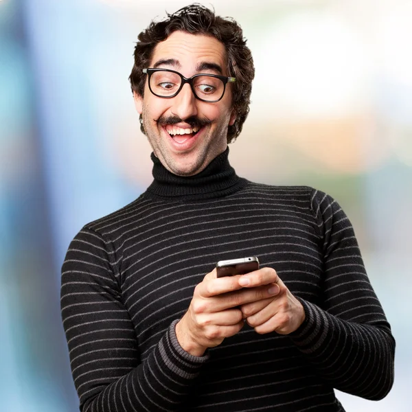 Un hombre pedante hablando por teléfono. concepto de mensaje —  Fotos de Stock