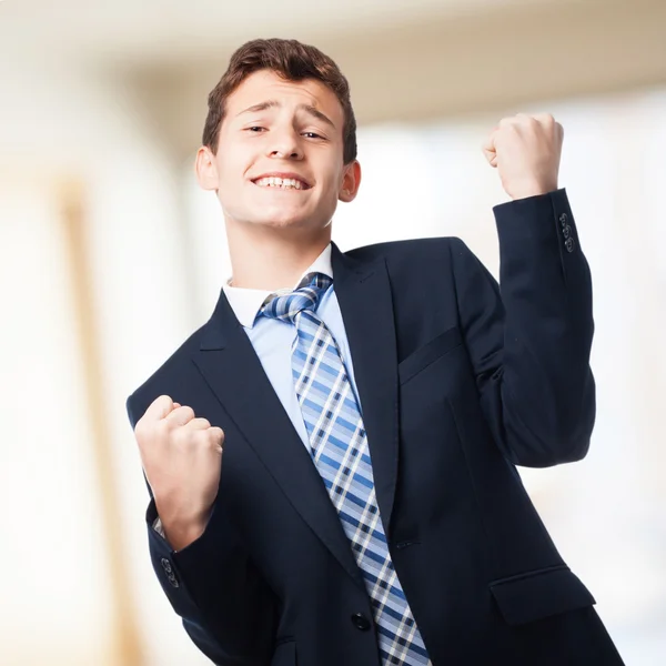 Businessman win gesture — Stock Photo, Image