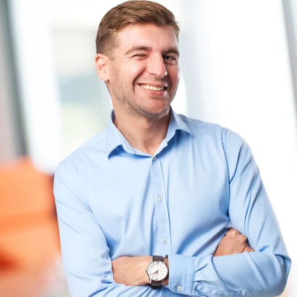 Blond gelukkig man — Stockfoto