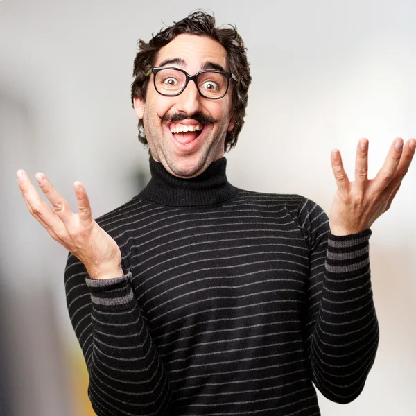 Pedantic happy man laughing — Stock Photo, Image