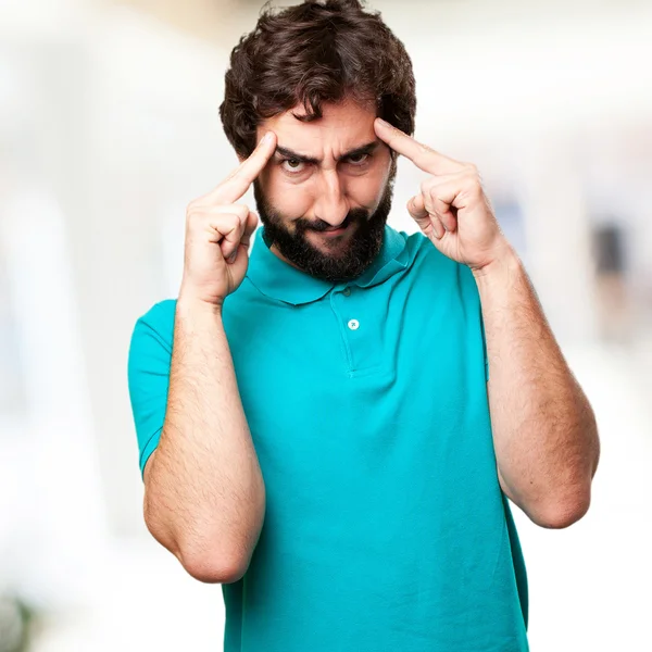 Bearded man thinking — Stock Photo, Image