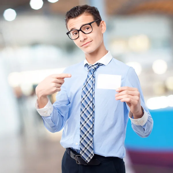 Businessman with name card — Stock Photo, Image