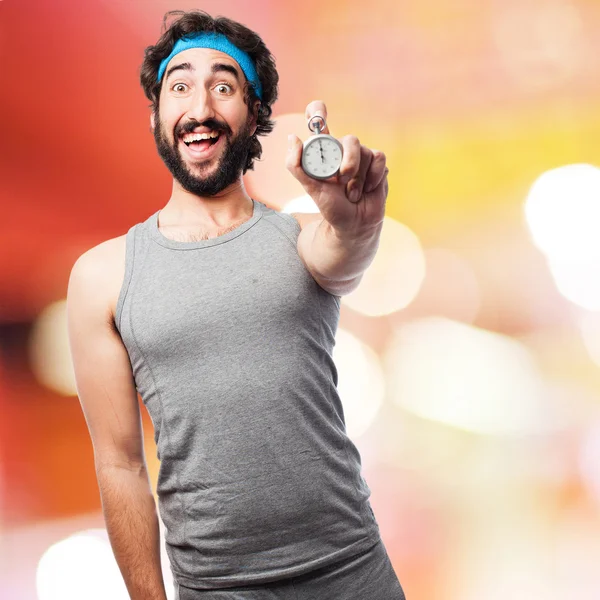 Sportsman with timer — Stock Photo, Image