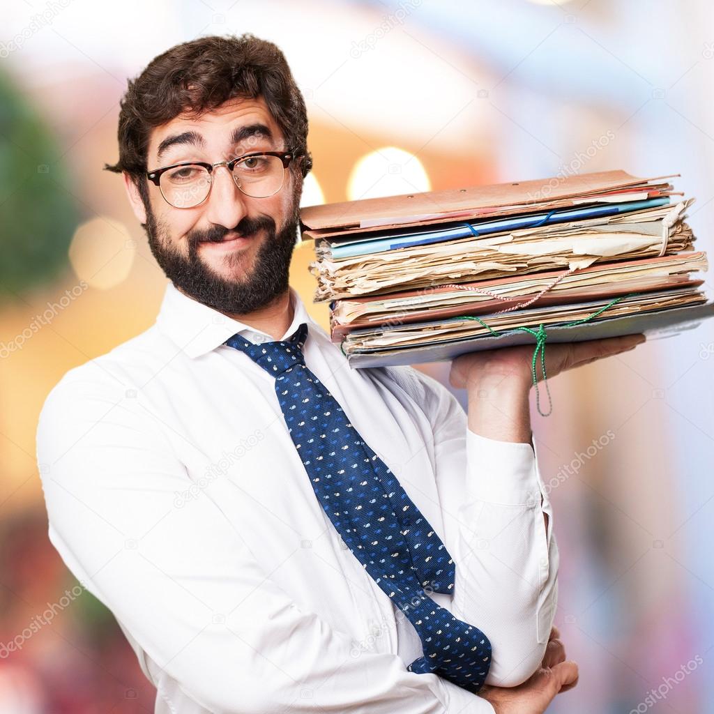 fool businessman with archives