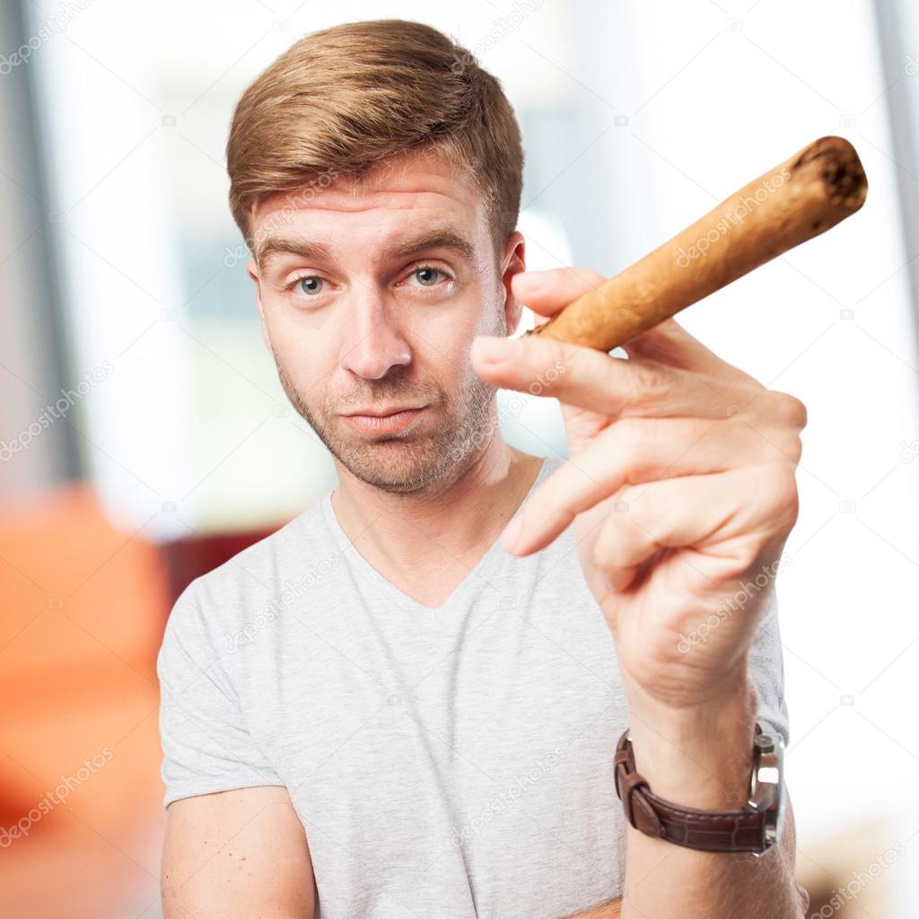 blond man smoking a pure