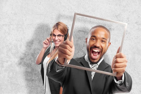 Young cool black man shouting on steel frame — Stock Photo, Image