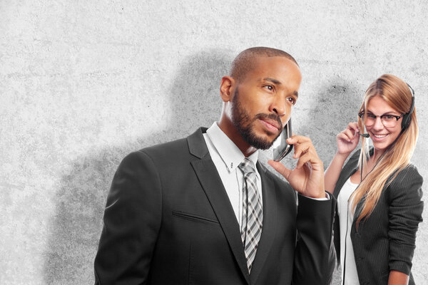 young cool black man speaking on phone
