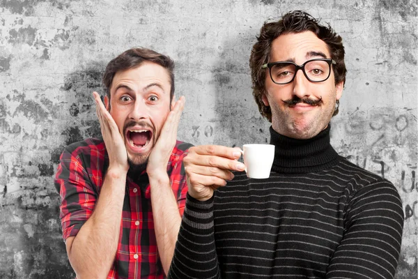 Pedante uomo avendo un caffè — Foto Stock