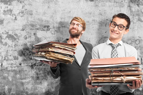 Businessman with archives — Stock Photo, Image