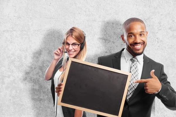 Young cool black man with a blackboard — Stock Photo, Image