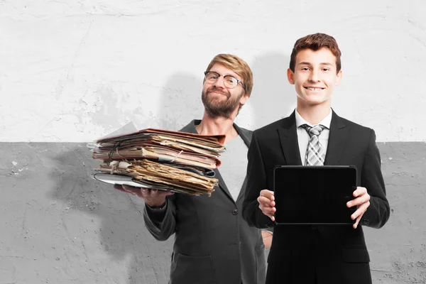 Businessman with touch screen — Stock Photo, Image