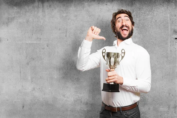 Man with a champion cup — Stock Photo, Image