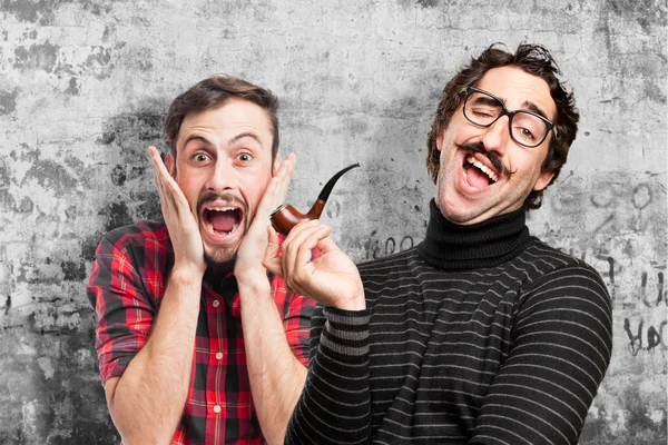 Pedantic man with a pipe — Stock Photo, Image