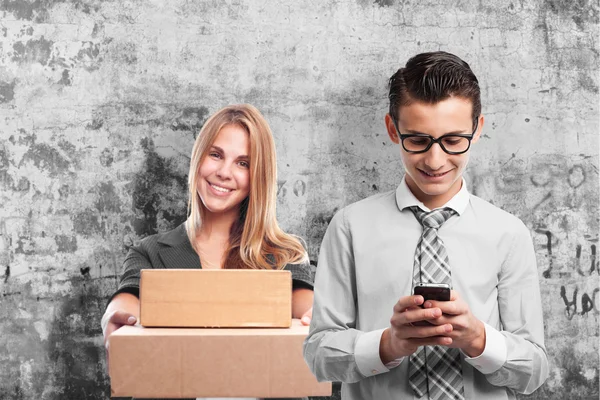 Businessman sending a message — Stock Photo, Image