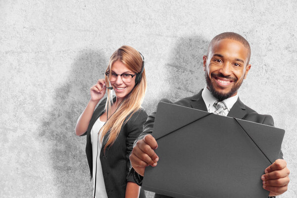 young cool black man with a folder