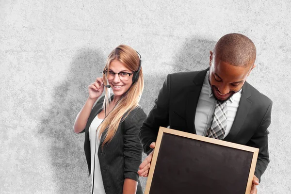 Young cool black man with a blackboard — Stock Photo, Image