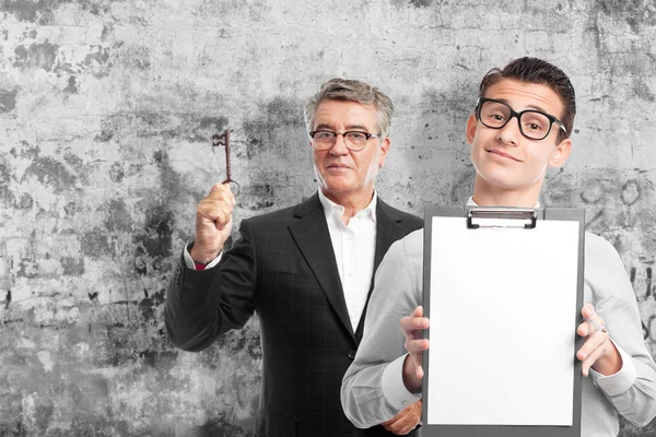 Businessman with archives — Stock Photo, Image