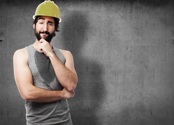 Builds worker thinking — Stock Photo, Image