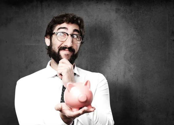 Businessman with piggy bank — Stock Photo, Image