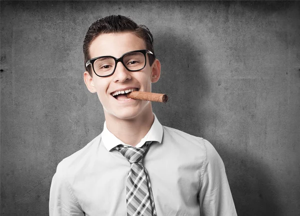 Businessman smoking — Stock Photo, Image