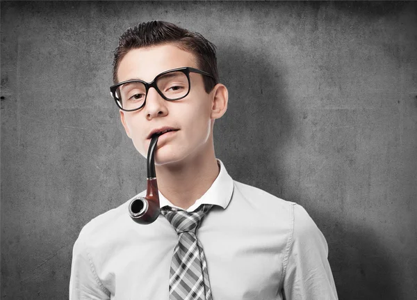 Businessman smoking — Stock Photo, Image