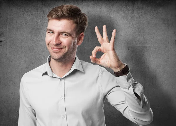 Blond man all right sign — Stock Photo, Image