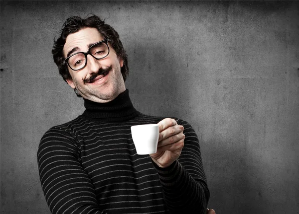 Hombre pedante tomando un café —  Fotos de Stock