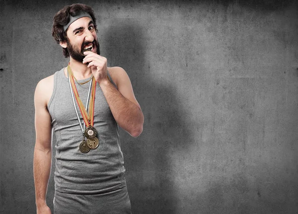 Sportsman with medals — Stock Photo, Image