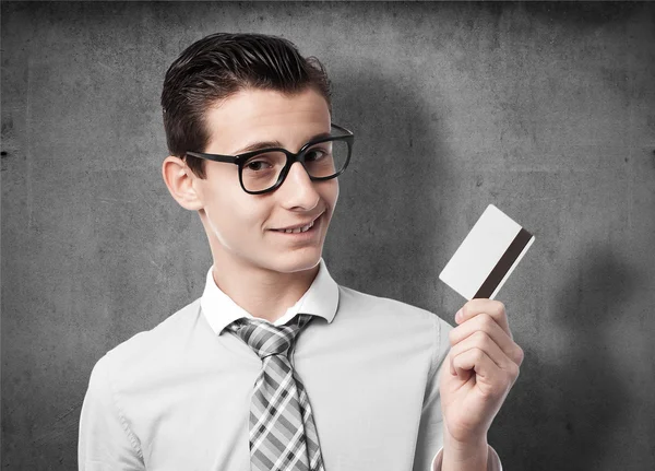 Young boy with a credit card — Stock Photo, Image