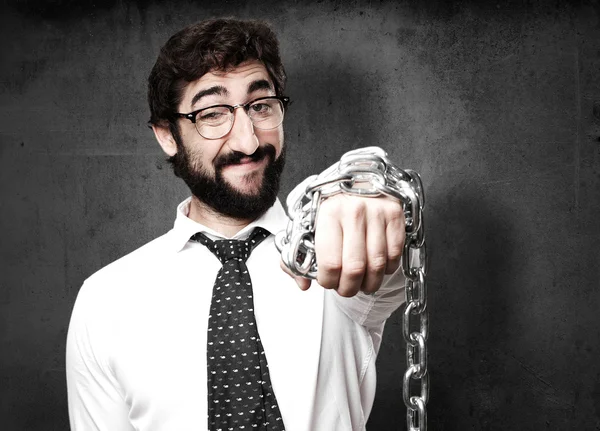 Businessman with a chain — Stock Photo, Image