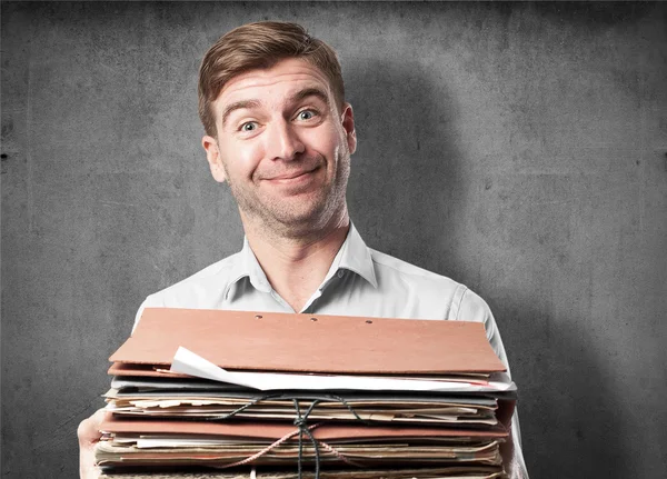 Blond man with archives — Stock Photo, Image