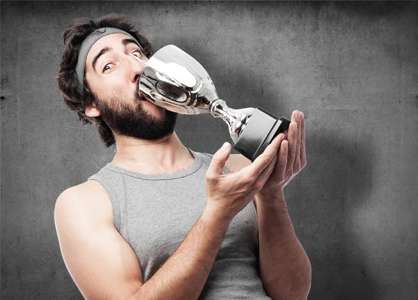 Sportsman with winner cup — Stock Photo, Image